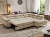 MKS Möbel 'Pablo L-Form' Ecksofa mit Schlaffunktion, verstellbare Kopfstützen, Beige, Schenille grob, ohne Topper, Rechts Bild 4