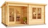 Alpholz Gartenhaus Orkus Petite Gartenhaus aus Holz in Pinie Holzhaus mit 44 mm Wandstärke inklusive Terrasse Blockbohlenhaus mit Montagematerial Bild 2