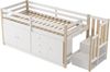 Bett Hochbett 90x200 cm, Weiß, mit Treppe, Schubladen und 2 Schränken, Lattenrost inklusive, ohne Matratze Bild 3