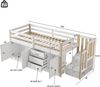 Bett Hochbett 90x200 cm, Weiß, mit Treppe, Schubladen und 2 Schränken, Lattenrost inklusive, ohne Matratze Bild 5