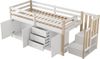 Bett Hochbett 90x200 cm, Weiß, mit Treppe, Schubladen und 2 Schränken, Lattenrost inklusive, ohne Matratze Bild 4