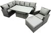 Fimous 8 Sitzer Outdoor Hoher Rücken Rattan Höhenverstellbarer Esstisch Ecksofa Set Gartenmöbel Set Dunkelgrau gemischt Links Hund Bild 2