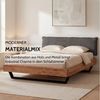 Liadomo Bettgestell Bologna Cozy, Bett, Einzelbett, Doppelbett, Massivholzbett, Akazie (Liegefläche 140 x 200, 160 x 200, 180 x 200 cm), Polsterkopfteil, Cozy-Look, mit Metallkufen schwarz Bild 2