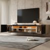 Sideboard 180x37x36 cm, wandmontiert, Hochglanzfront mit LED, Schwarz-Naturholz Bild 4