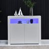 Merax Kommode, Sideboard, Weiß, Wohnzimmer Sideboard Aufbewahrungsschrank Weiß Hochglanz mit LED-Licht Bild 5