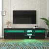 TV-Schrank 180 cm mit LED-Beleuchtung, Lowboard Sideboard Medienmöbel in Schwarz Hochglanz mit Glaslaminat Bild 2