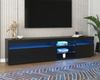 TV-Schrank 180 cm mit LED-Beleuchtung, Lowboard Sideboard Medienmöbel in Schwarz Hochglanz mit Glaslaminat Bild 5