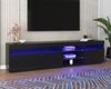 TV-Schrank 180 cm mit LED-Beleuchtung, Lowboard Sideboard Medienmöbel in Schwarz Hochglanz mit Glaslaminat Bild 4