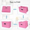ABC Faltbare Aufbewahrungsbox aus Stoff mit Deckel und Metallgriff, 3er-Set, rosa Bild 5