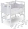 FabiMax Baby Beistellbett für Boxspringbett, TÜV geprüft 2022, inkl. Matratze und Nestchen aus Netzstoff, Buche massiv weiß, Comfort/graue Sterne auf weiß Bild 5