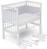 FabiMax Baby Beistellbett für Boxspringbett, TÜV geprüft 2022, inkl. Matratze und Nestchen aus Netzstoff, Buche massiv weiß, Comfort/graue Sterne auf weiß Bild 4