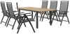 Gartenesstisch Lyon aus Teakholz und Aluminium, modern, ausziehbar, schwarz natur, für 6-8 Personen Bild 2