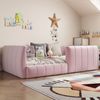 Merax Kinderbett 90 x 200cm Jugendbett, mit Sicherheitsgeländer, samt Rosa Bild 2