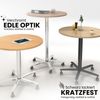 bümö Säulenhubtisch höhenverstellbar, Stehtisch Büro, Bistrotisch eckig 80 x 80 cm - Besprechungstisch Buche, Stehtisch Holz-Platte, Säule aus Metall verchromt, Säulentisch, Hochtisch, ST88-6-C Bild 5