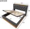 Polsterbett 140x190 cm mit Bettkasten, LED, USB-C, Leinen in Grau, Lattenrost inklusive, ohne Matratze Bild 5