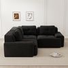 Flieks 2-Sitzer Modulares Ecksofa, Cloud Sofa Cord rahmenlos, Lounge Sofa bodennah, mit breiten Armlehnen, Schwarz Bild 2