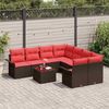 vidaXL Gartensofa-set mit Kissen 9 pcs Beige und Rot Poly-Rattan 3353973 Bild 3