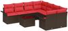 vidaXL Gartensofa-set mit Kissen 9 pcs Beige und Rot Poly-Rattan 3353973 Bild 2