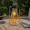 2x LED Solarlampe, Laterne, silber, Glas amber, IP44, H 36,5 cm Bild 3