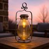 2x LED Solarlampe, Laterne, silber, Glas amber, IP44, H 36,5 cm Bild 2