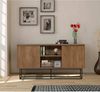 Dmora Kommode Levante, Wohnzimmerbuffet, Wohnzimmer-Sideboard, Moderne Küchen-Speisekammer, 140x36h72 cm, Walnuss und Schwarz Bild 2