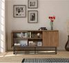 Dmora Kommode Levante, Wohnzimmerbuffet, Wohnzimmer-Sideboard, Moderne Küchen-Speisekammer, 140x36h72 cm, Walnuss und Schwarz Bild 4