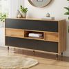 Merax Sideboard, Wohnzimmerschrank, Esszimmer-Schrank, Flurschrank, Multifunktionaler Sideboard Holz-Schwarz Kombination, 2 Schubladen, Staurschrank Esszimmer Bild 3