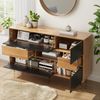 Merax Sideboard, Wohnzimmerschrank, Esszimmer-Schrank, Flurschrank, Multifunktionaler Sideboard Holz-Schwarz Kombination, 2 Schubladen, Staurschrank Esszimmer Bild 2