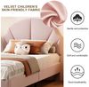 Furnishings Home Polsterbett Kinderbett Einzelbett, Muschelförmiges Kopfteil (1-tlg, Geeignet für Jugendliche und Kinder), Verstellbare Kopfteilhöhe Mit Lattenrost, Samtstoff, 90x200 cm Bild 4