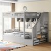 HAUSS SPOLE Etagenbett mit Stauraumtreppe,140×200Jugendbett Hochbett mit Sicherheitsgeländer (mit Stauraumtreppe, Regalen und hydraulischem Unterbett, 140x200 cm), Inklusive Matratze Bild 5