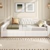 Polster-Tagesbett 140×200 cm mit Stauraum und LED-Beleuchtung, Beige, ohne Matratze Bild 3