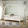 ML-DESIGN Spielbett Hausbett Kinderbett inkl. Lattenrost kreativ Bodenbett für Kinder, Abenteuerbett ohne Matratze 70x140 cm Holzbett Weiß Kiefer Bettgestell Bild 2