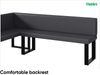MEBLINI Eckbank für Esszimmer mit ausziehbarem Tisch - Küchenbank - Essecke - Sitzecke Küche - ERIC - U-Beine 142x196x87cm Links - Grau Kunstleder/B Schwarz Hochgl. Bild 5