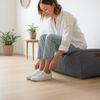Green Bean® Indoor Sitzhocker Pouf 70x33x28cm EPS-Perlen Füllung -Home Linen Kuschelig Weich Waschbar - Drinnen Bodenkissen Liegekissen Sitzkissen Sitzhocker Sessel Kinder Erwachsene Stoff Dunkelgrau Bild 5