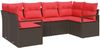 vidaXL Gartensofa-set mit Kissen 6 pcs Braun und Rot Poly-Rattan 3355193 Bild 2