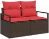 vidaXL Gartensofa-set mit Kissen 6 pcs Braun und Rot Poly-Rattan 3355193 Bild 4