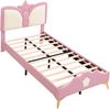 Kinder-Polsterbett 90×200 cm mit Kronen-Kopfteil und weichem Kantenschutz in Rosa/Weiß, ohne Matratze Bild 4