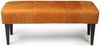 Bank Benea aus Leder und Mangoholz - 120 cm, Cognac Bild 3