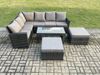 Fimous Gartenlounge Set Rattan Ecksofa Set mit 2 Großer Hockern Dunkelgrau gemischt Bild 2