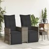 vidaXL Gartensofa 2-Sitzer Verstellbar mit Tisch Grau Poly Rattan 365717 Bild 3
