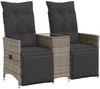 vidaXL Gartensofa 2-Sitzer Verstellbar mit Tisch Grau Poly Rattan 365717 Bild 2
