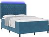 vidaXL Boxspringbett mit LED-Lichtleisten Blau 140 x 200 cm Samt 3343818 Bild 2