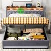 OKWISH Polsterbett Funktionsbett Stauraumbett (Luxuriöses Polsterbett Dunkelgrau aus hochwertigem holländischen Samt – hochelastischer Schaumstoff für optimalen Schlafkomfort, 160*200), Mit LED-Lichtleiste und USB-Aufladung Bild 3