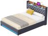OKWISH Polsterbett Funktionsbett Stauraumbett (Luxuriöses Polsterbett Dunkelgrau aus hochwertigem holländischen Samt – hochelastischer Schaumstoff für optimalen Schlafkomfort, 160*200), Mit LED-Lichtleiste und USB-Aufladung Bild 5