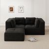 2-Sitzer Sofa 208x177x69 cm aus Cordstoff rahmenlos modular mit beweglicher Fußstütze, schwarz Bild 2