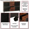 Sideboard HWC-N28, Kommode, Rollen 4 Schubladen, 3D-Struktur Industrial Retro Metall Holz 90x150x40cm ~ schwarz, braun Bild 2