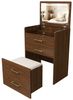 BBWL Schminktisch Kompakter 3-in-1 Schminktisch mit Glasplatte, Aufklappbarem Spiegel (3 Schubladen & Bequemem Hocker für Schlafzimmer, Weiß), B60/H118/T40 cm Bild 2