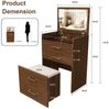 BBWL Schminktisch Kompakter 3-in-1 Schminktisch mit Glasplatte, Aufklappbarem Spiegel (3 Schubladen & Bequemem Hocker für Schlafzimmer, Weiß), B60/H118/T40 cm Bild 4