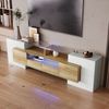 TV-Schrank 200 x 35 x 60 cm, MDF in Hochglanzweiß und Holzoptik mit LED-Beleuchtung Bild 3