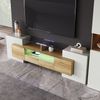 TV-Schrank 200 x 35 x 60 cm, MDF in Hochglanzweiß und Holzoptik mit LED-Beleuchtung Bild 4